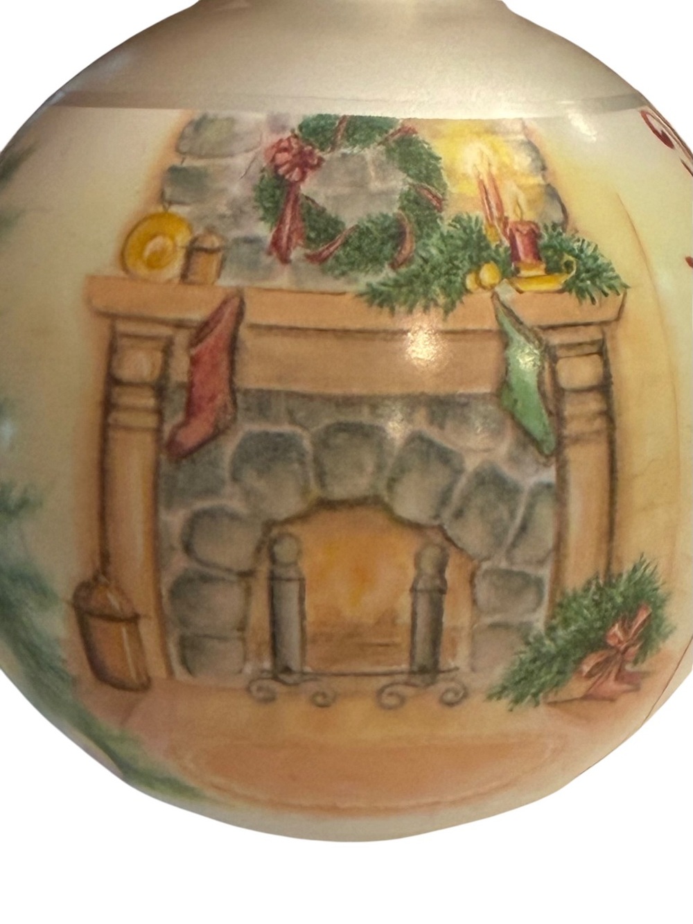 Vintage Christmas Ornament Glass Bulb Grandparents Dated 1995 Cottage Deer Tree